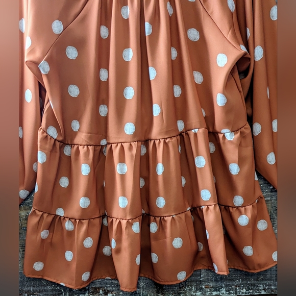 Boho Orange Polka Dotted Tiered Tunic - Picture 7 of 16